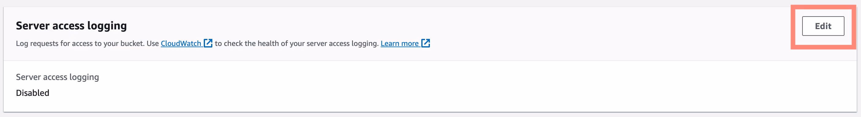 S3 server access logging section